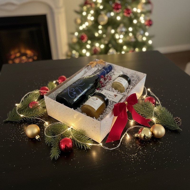 Coffret champagne et gourmandises